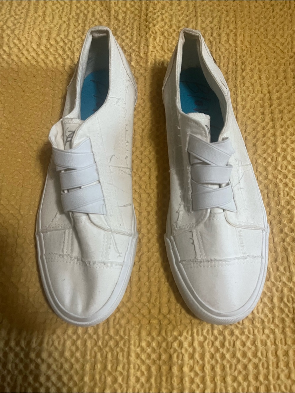 Women's White Slip-On Elastic Strap Canvas Loafers